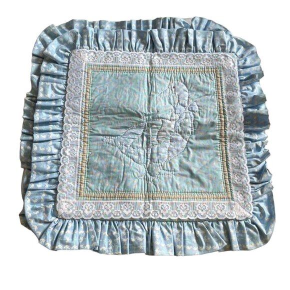 Set 2 Handmade Handmade Quilted Ruffled Throw Pillow Shames u Ducks Cottagecore